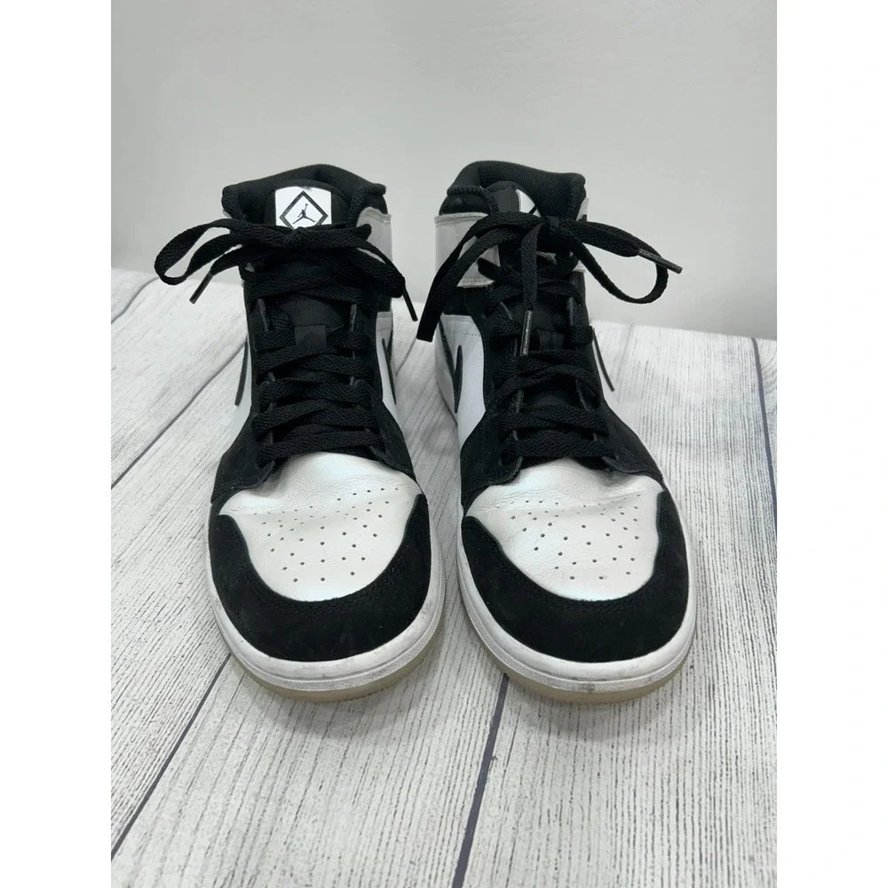 Nike Air Jordan 1 Mid SE Diamond Shorts Sneakers Mens 9.5 Black White Streetwear
